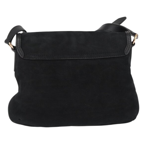 Authentic Salvatore Ferragamo Gancini Shoulder Bag Suede Leather Black Gold - Picture 10 of 16